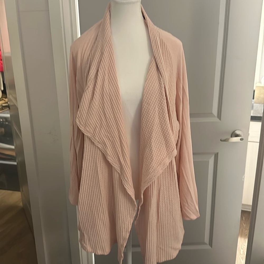 Gibson Look Pink Waffle Cardigan